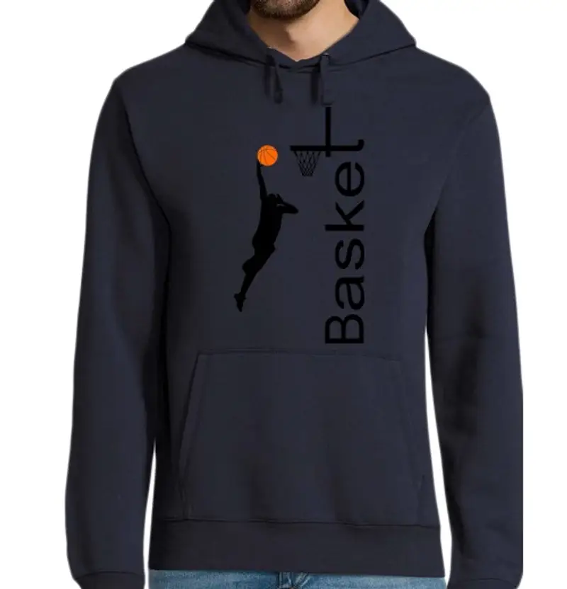 Felpa uomo con cappuccio basket basket disegno n° 01