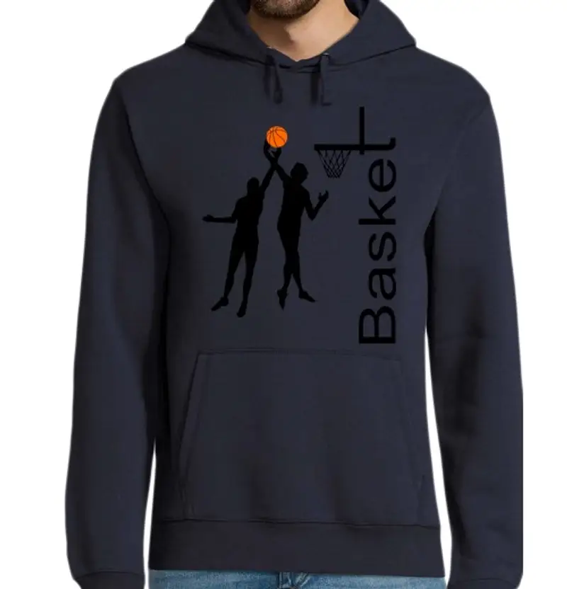 Felpa uomo con cappuccio basket basket disegno n° 02