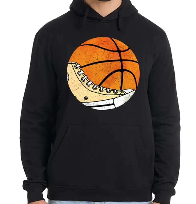 Felpa uomo con cappuccio basket vintage