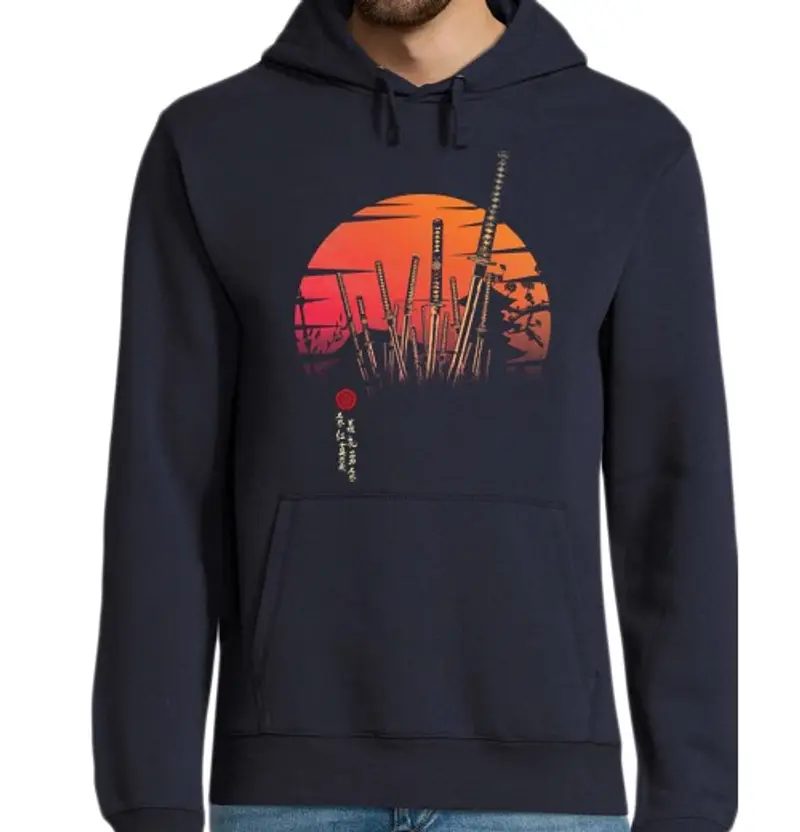 Felpa uomo con cappuccio battaglia dei samurai