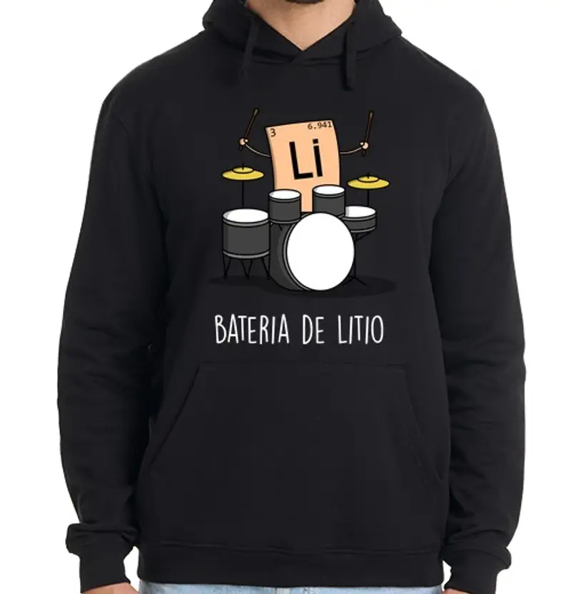 Felpa uomo con cappuccio batteria al litio nera