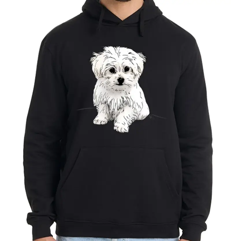 Felpa uomo con cappuccio bichon maltese
