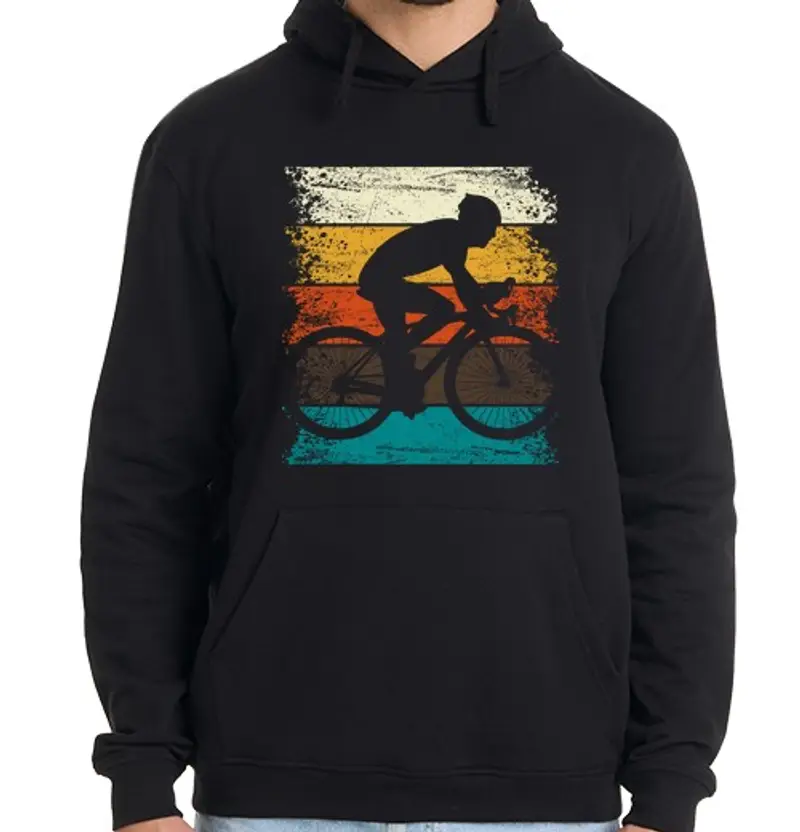 Felpa uomo con cappuccio bici da corsa retrò da corsa su strada