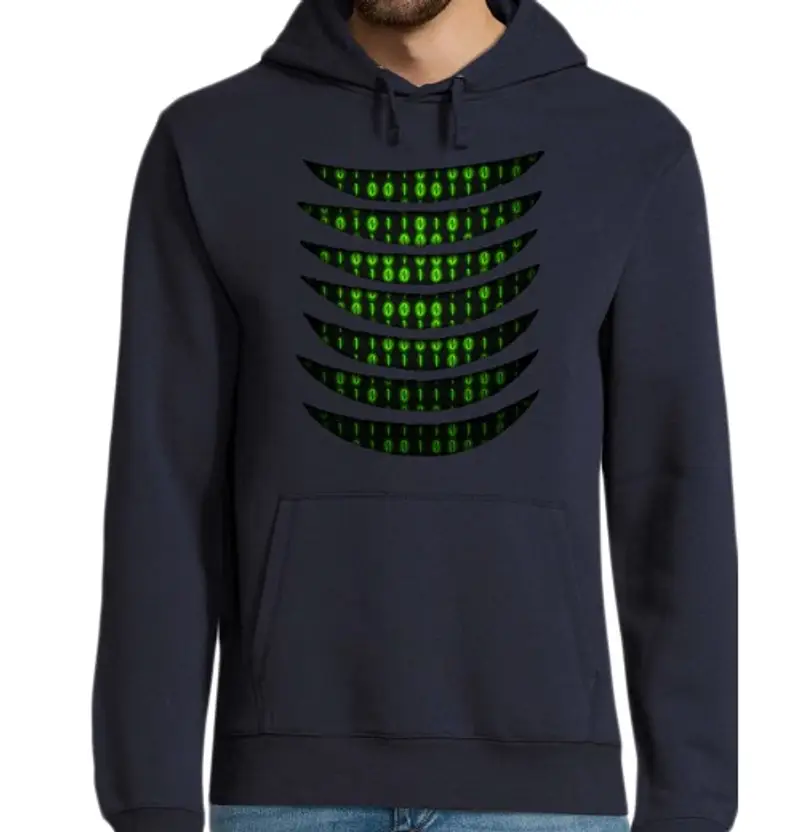 Felpa uomo con cappuccio binario code