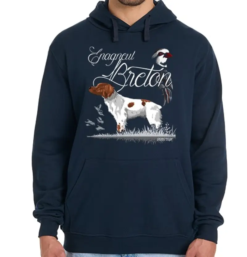 Felpa uomo con cappuccio Brittany Epagneul
