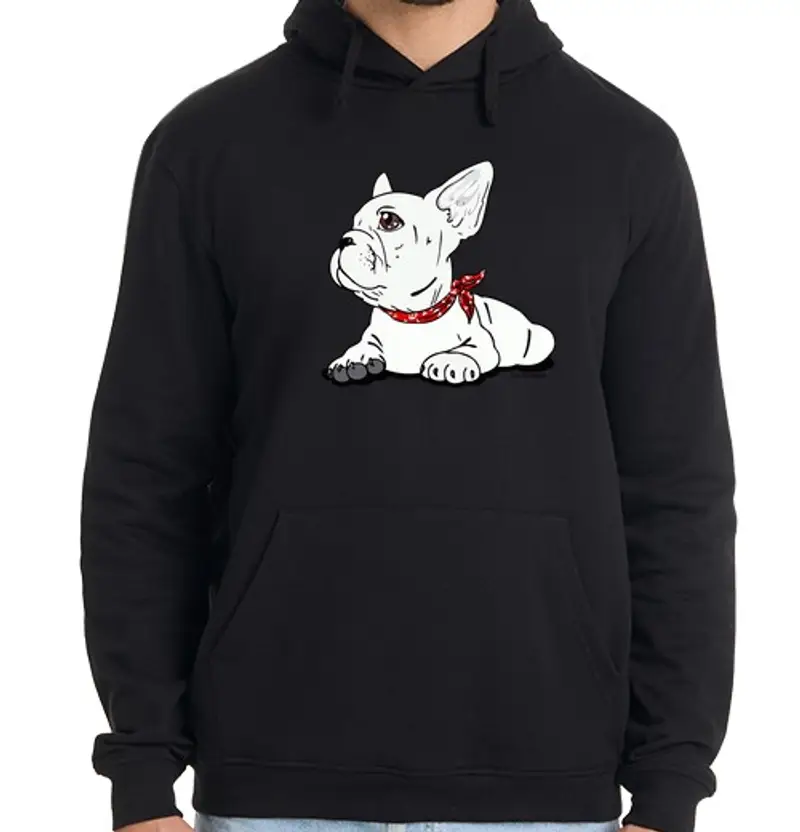 Felpa uomo con cappuccio bulldog francese