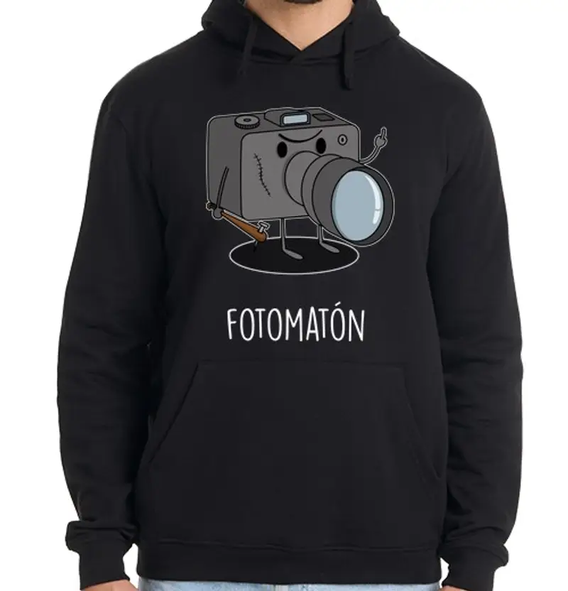 Felpa uomo con cappuccio cabina fotografica nera