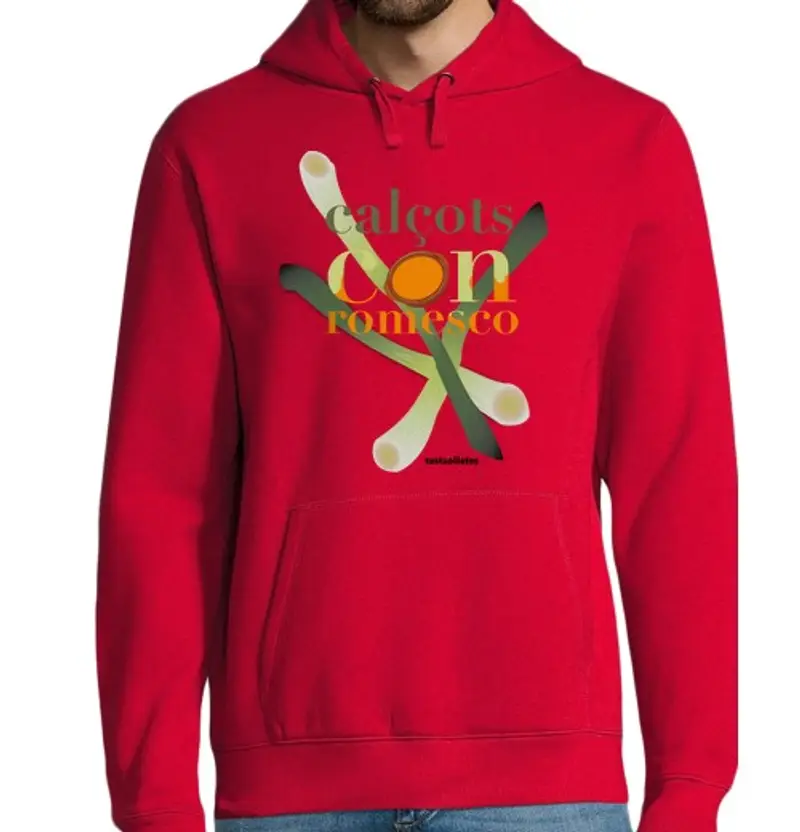Felpa uomo con cappuccio calçots con romesco