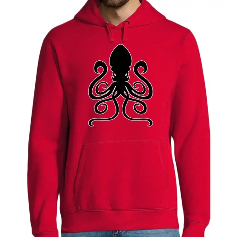 Felpa uomo con cappuccio calamaro di polpo
