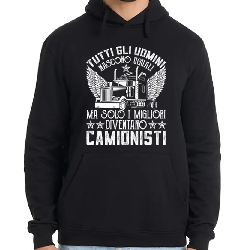 Felpa uomo con cappuccio Camionista Divertente Camion Umorismo