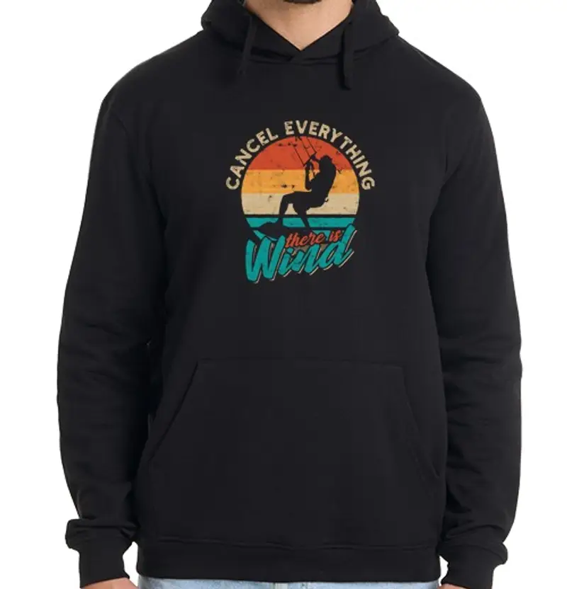 Felpa uomo con cappuccio cancella tutto c39è vento