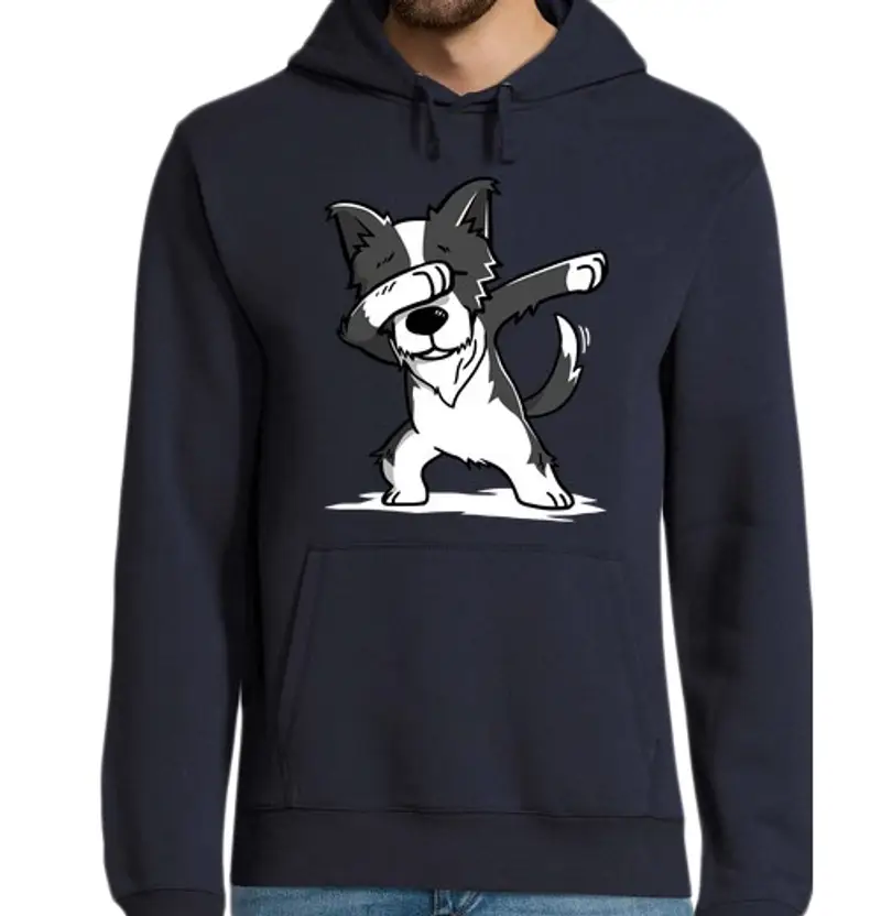 Felpa uomo con cappuccio cane b order collie dab