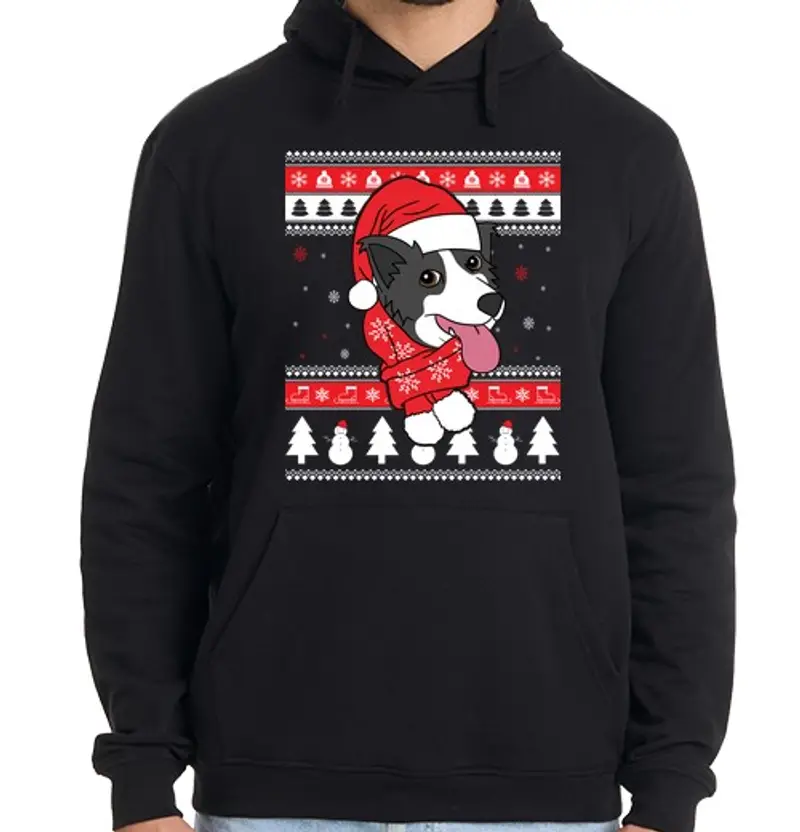 Felpa uomo con cappuccio cane b order collie ugly na vita d