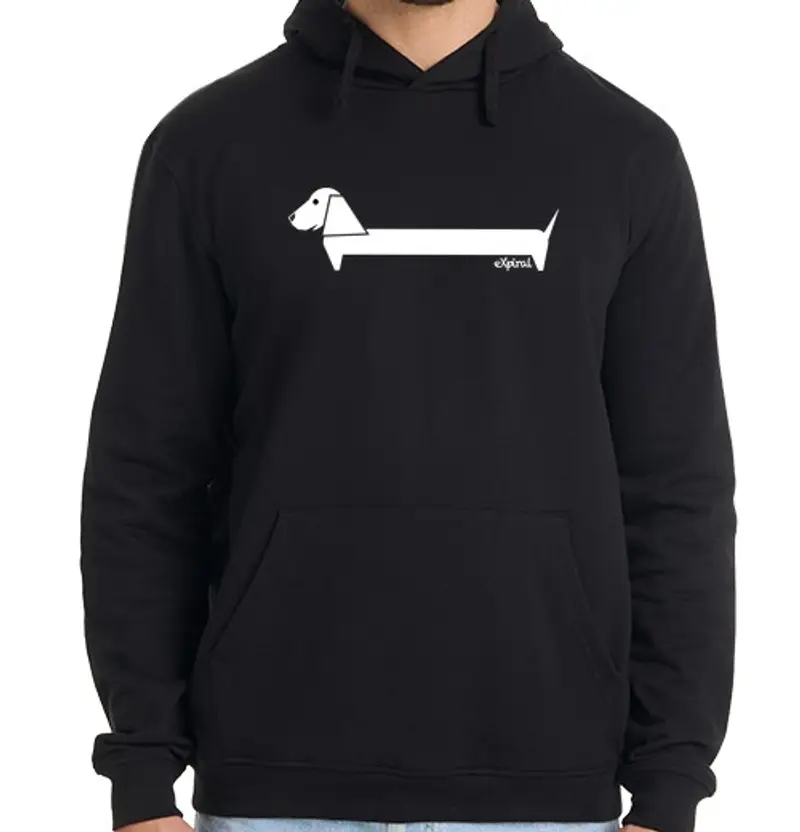 Felpa uomo con cappuccio cane bianco