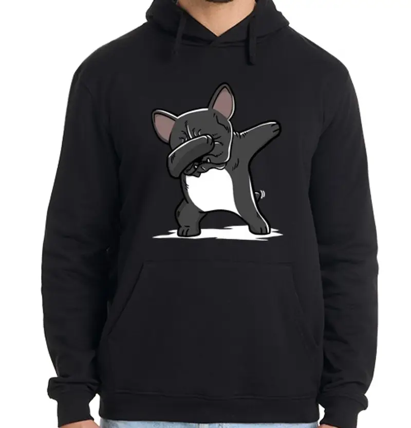 Felpa uomo con cappuccio cane bull dog francesee DAB!