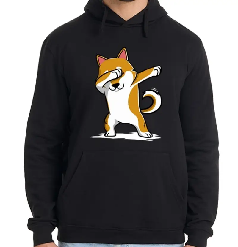 Felpa uomo con cappuccio cane shiba inu dab!
