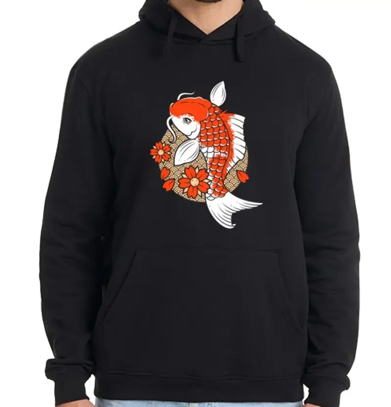 Felpa uomo con cappuccio carpa koi