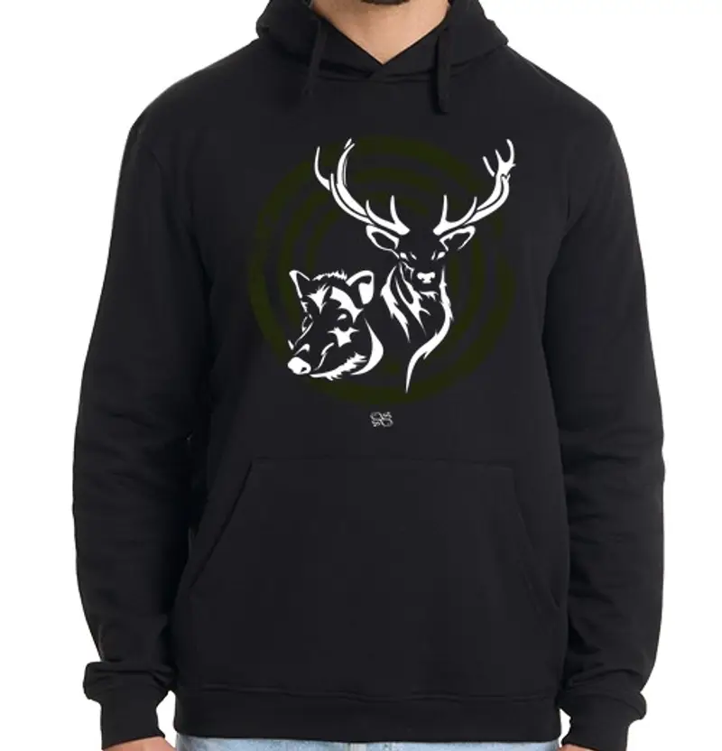 Felpa uomo con cappuccio cervo di cinghiale