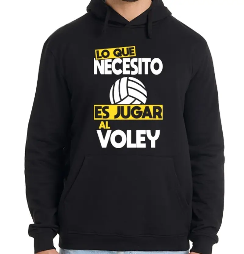 Felpa uomo con cappuccio che ho bisogno è giocare a pallavolo