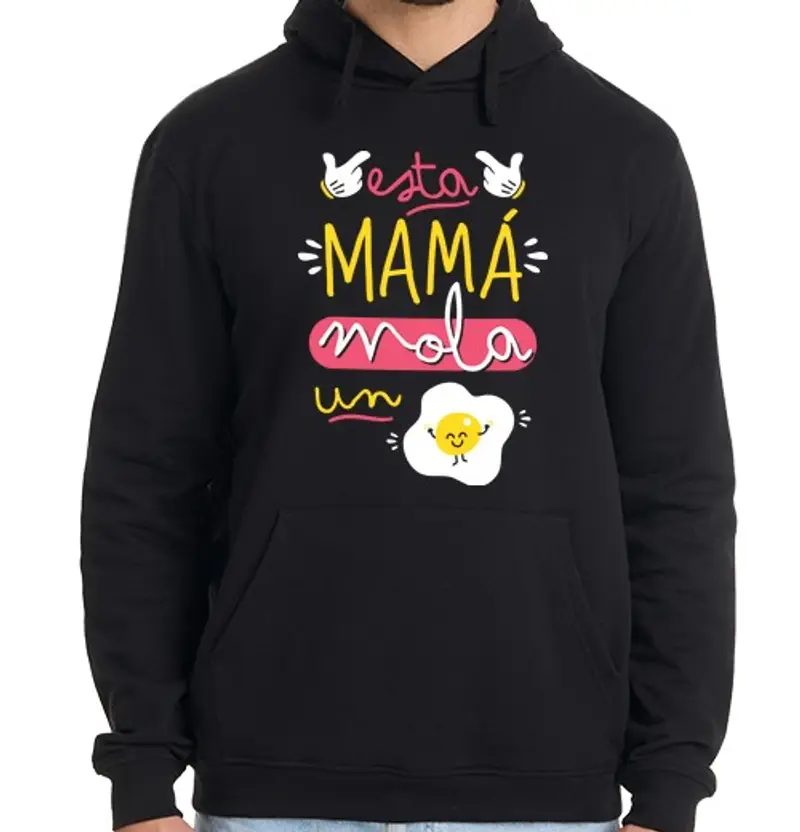 Felpa uomo con cappuccio chesta mamma mola un uovo