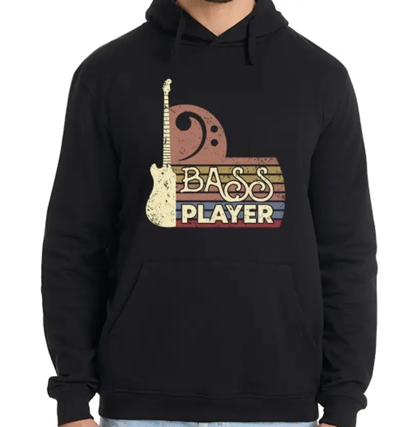 Felpa uomo con cappuccio chiave di basso vintage bassista