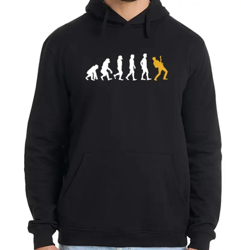 Felpa uomo con cappuccio chitarrista regalo evoluzione chitarra