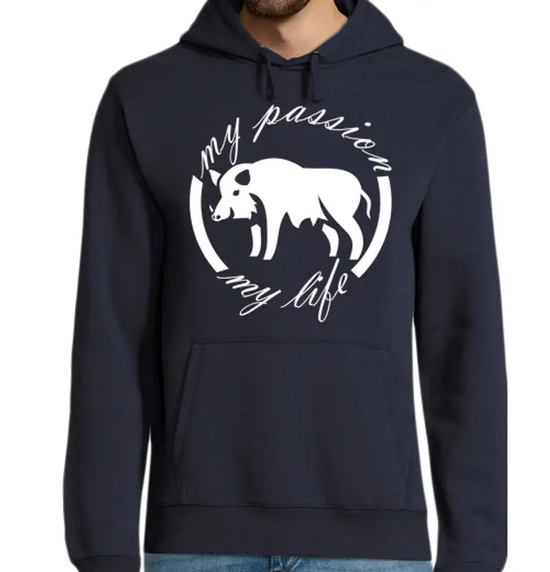 Felpa uomo con cappuccio cinghiale