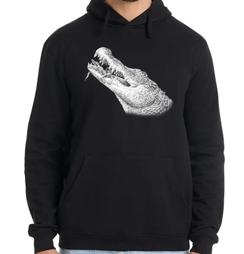 Felpa uomo con cappuccio coccodrillo con cuccioli