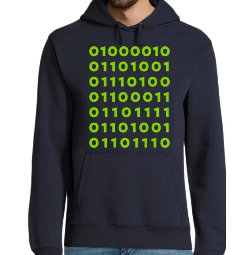 Felpa uomo con cappuccio coin binaria