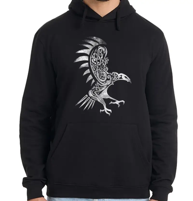 Felpa uomo con cappuccio corvo vide il king o