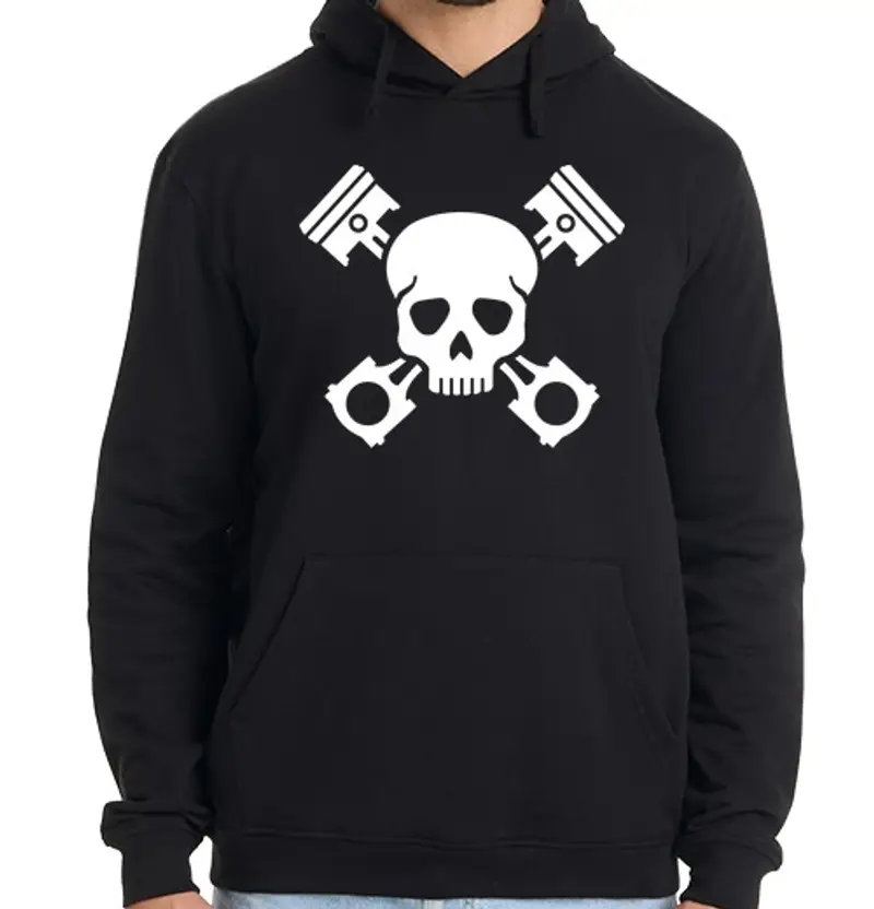Felpa uomo con cappuccio cranio del pistone