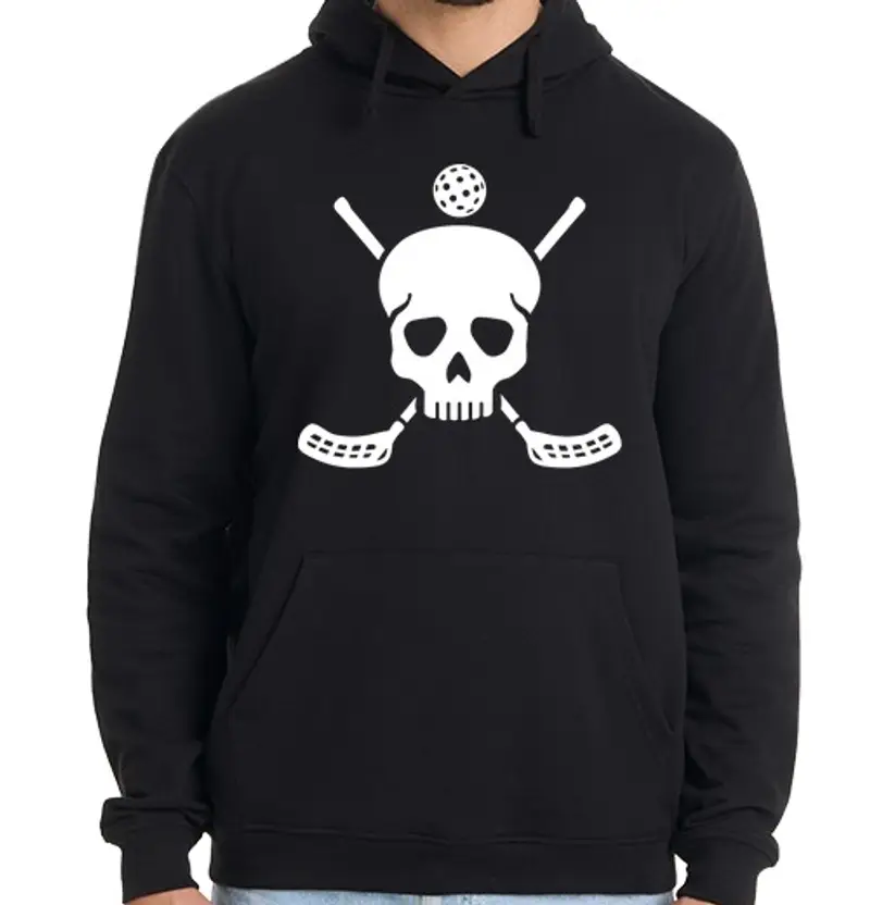 Felpa uomo con cappuccio cranio di floorball