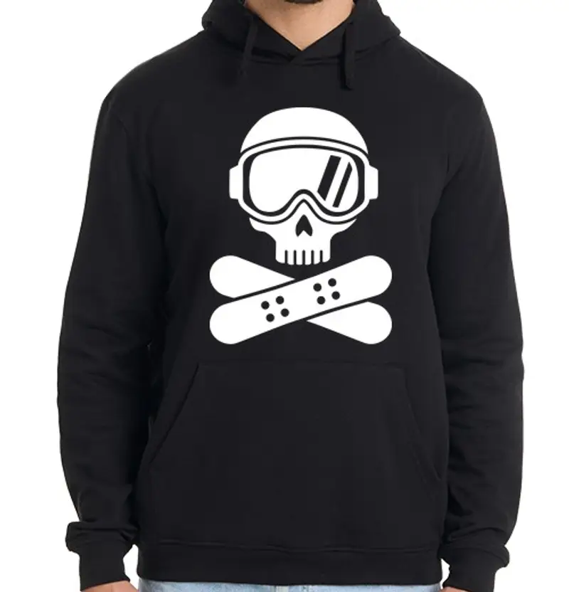 Felpa uomo con cappuccio cranio di snowboard