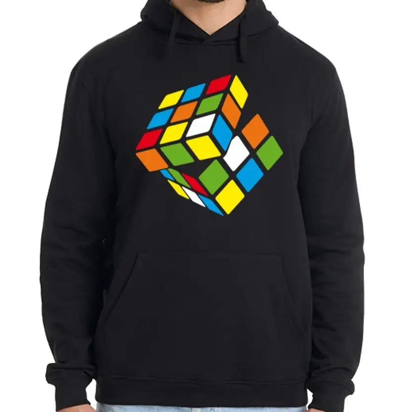 Felpa uomo con cappuccio cubo di rubik