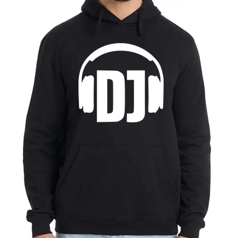 Felpa uomo con cappuccio cuffie DJ