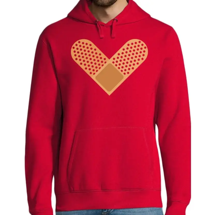 Felpa uomo con cappuccio cuore bandaid
