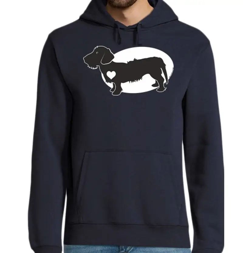 Felpa uomo con cappuccio cuore di teckel