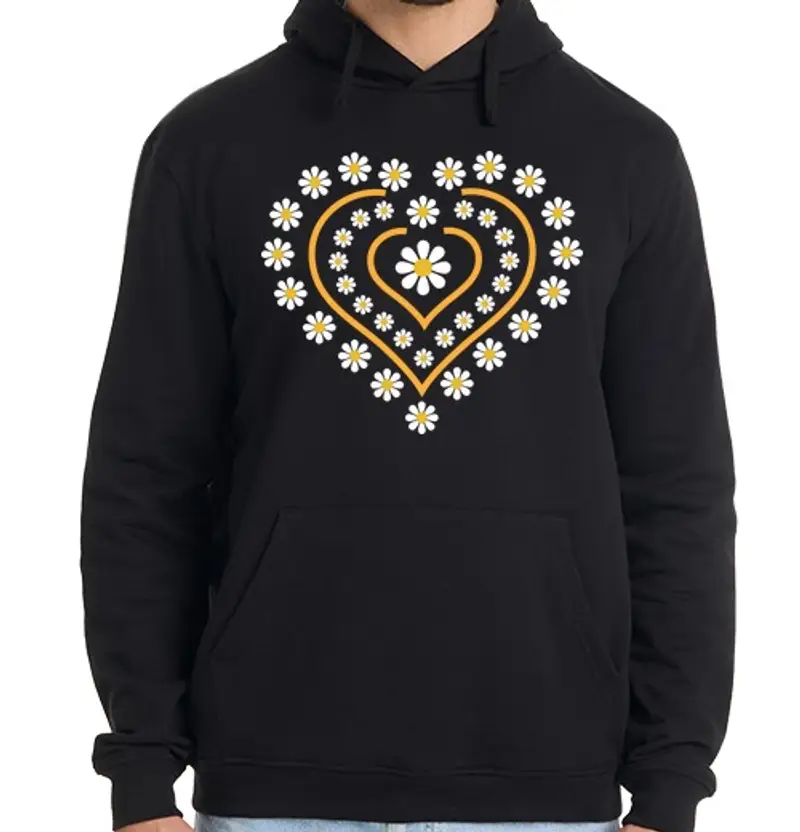 Felpa uomo con cappuccio cuore margaritas