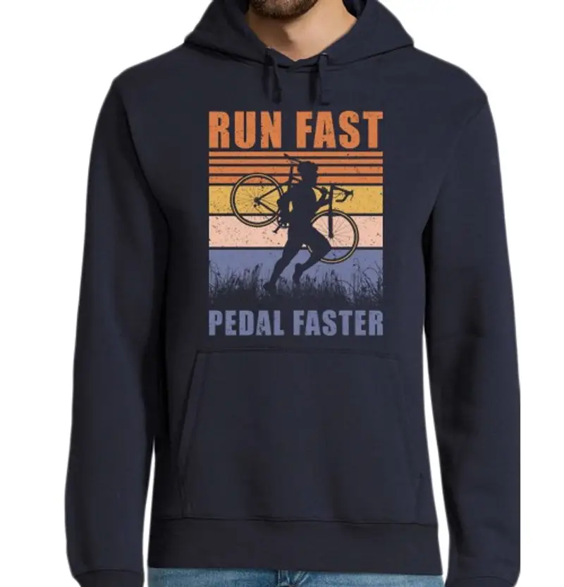 Felpa uomo con cappuccio Cyclocross Run Fast Pedal Faster