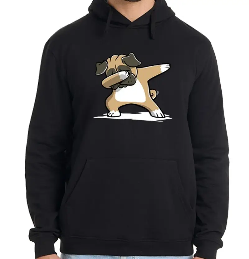 Felpa uomo con cappuccio dab cane pug!