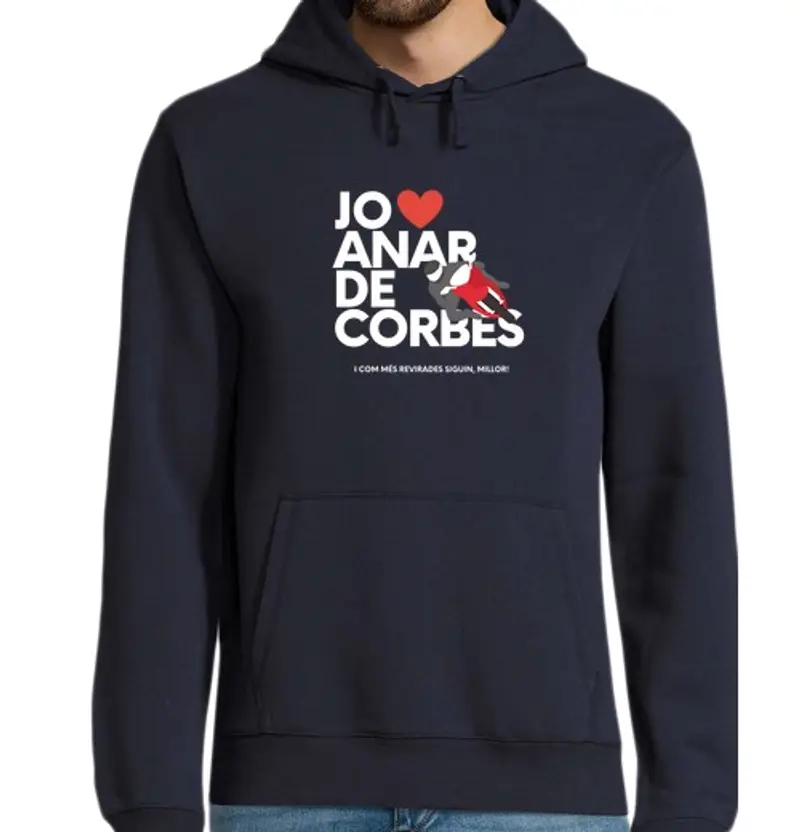 Felpa uomo con cappuccio dessuadora home stimo anar de corbes blau marí