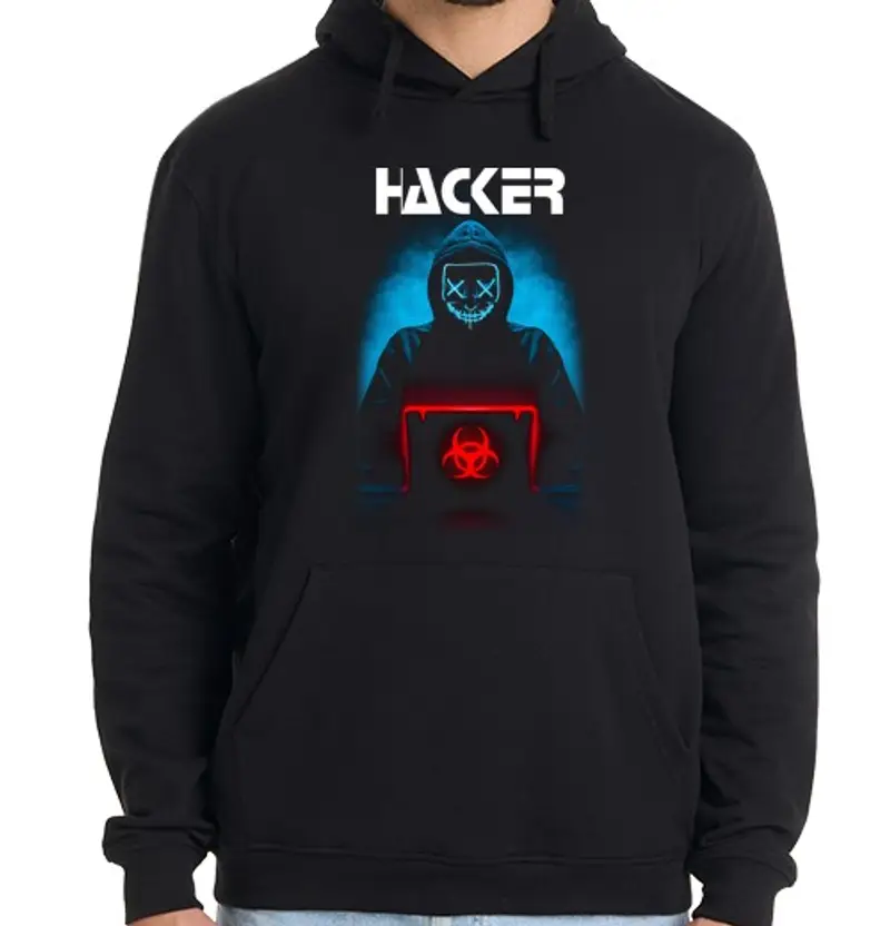 Felpa uomo con cappuccio di hacker