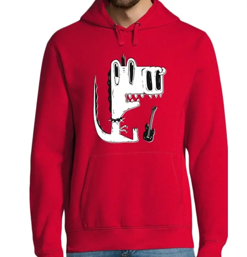 Felpa uomo con cappuccio dinosauro punk rock