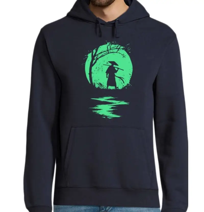 Felpa uomo con cappuccio disegno astratto ninja