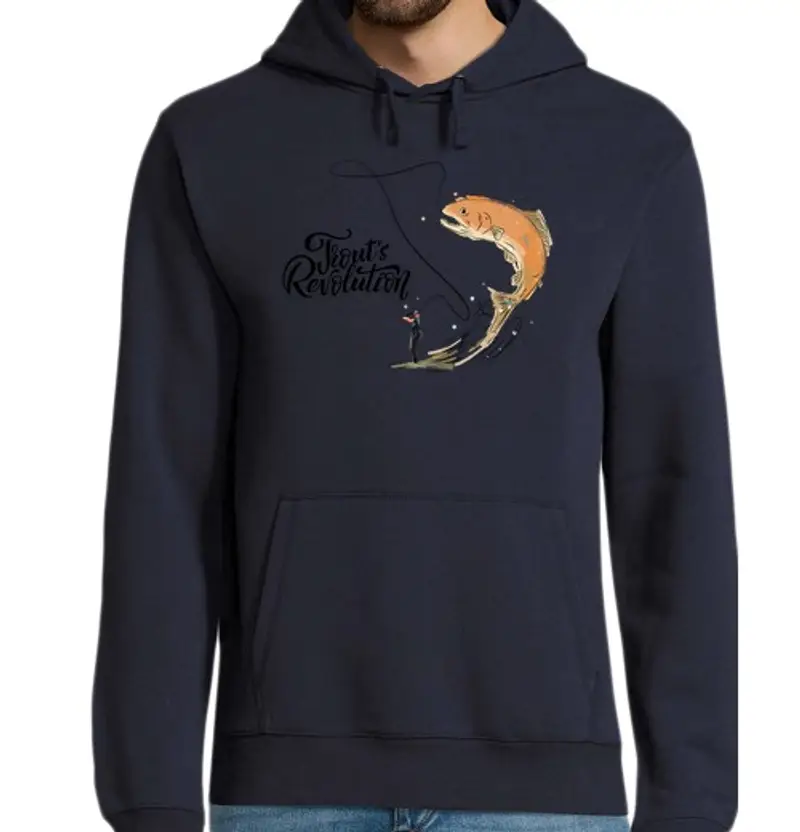 Felpa uomo con cappuccio disegno fiume dlei vita