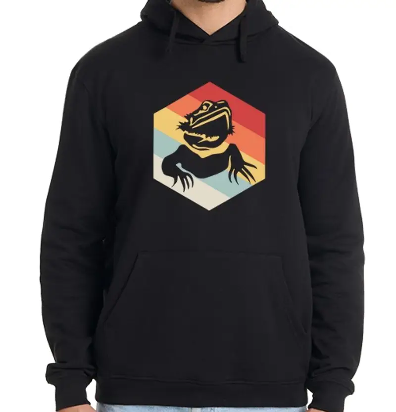 Felpa uomo con cappuccio drago barbuto retrò