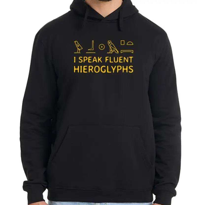 Felpa uomo con cappuccio egittologia geroglifici egiziani