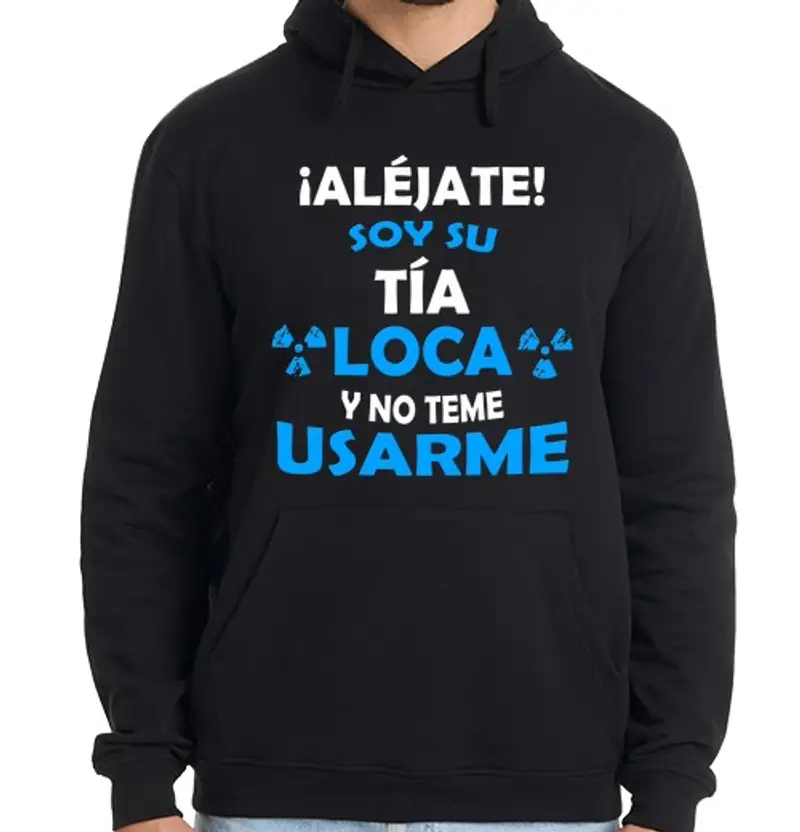 Felpa uomo con cappuccio evitare sono la zia pazza jersey