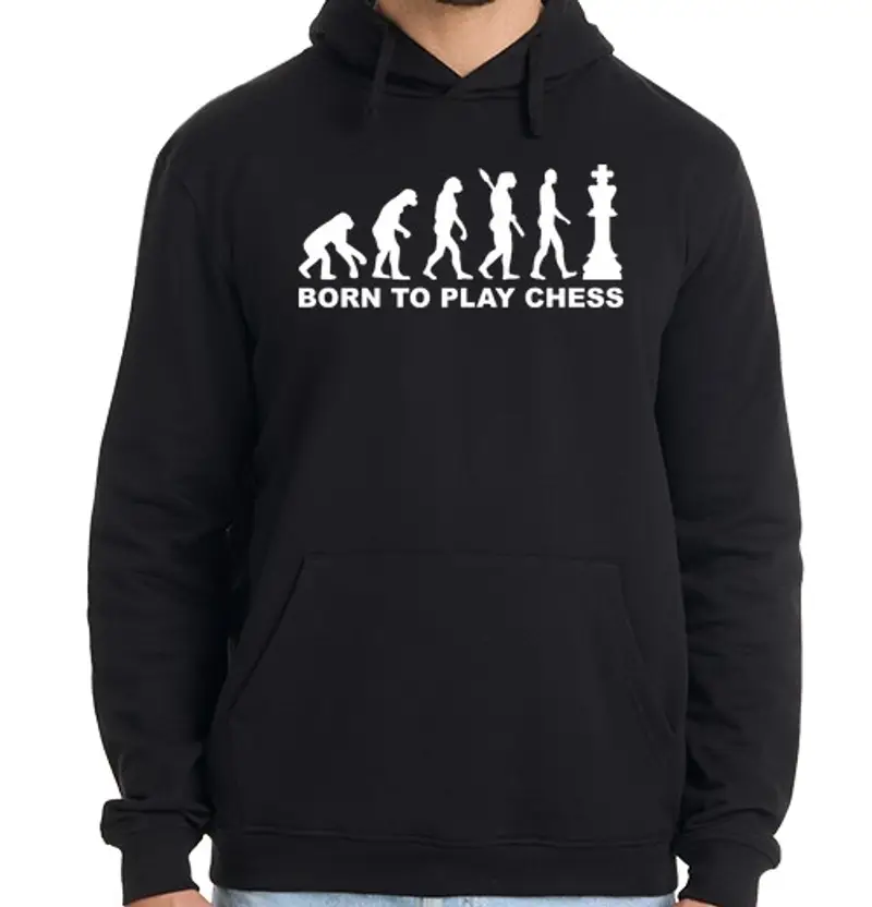 Felpa uomo con cappuccio evoluzione degli scacchi