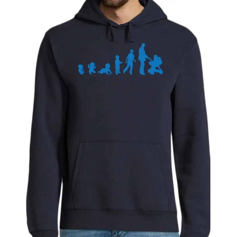 Felpa uomo con cappuccio evoluzione del papà buggy